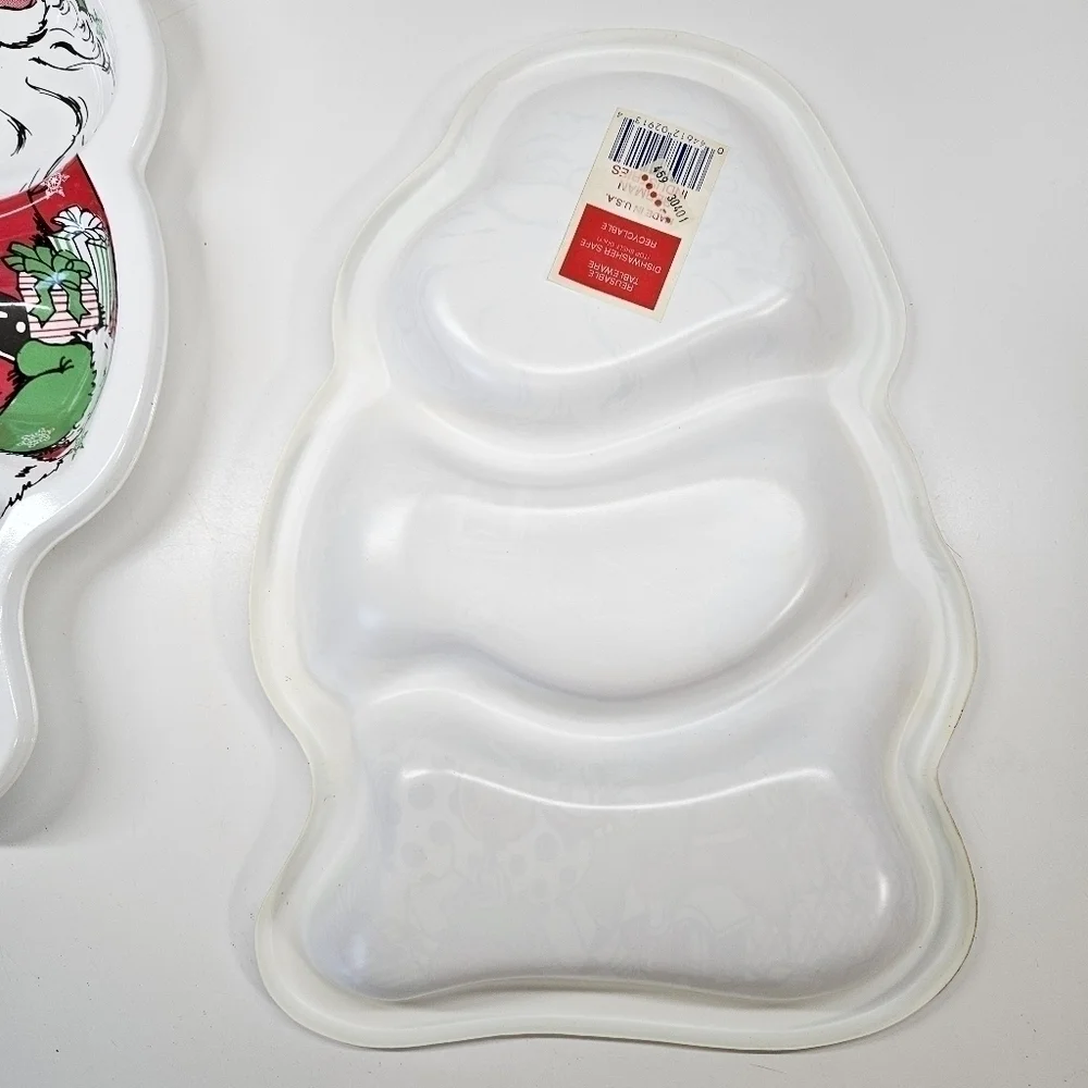 NEW VINTAGE Christmas Santa Claus Divided Serving Snack Tray Set of 3